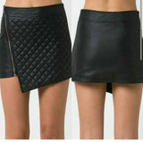 Asymmetrical Quilted Faux Leather Skirt