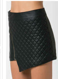 Asymmetrical Quilted Faux Leather Skirt