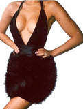 Brittany black faux fur dress * Pre-order *