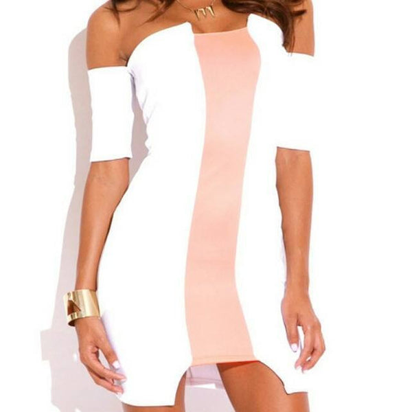 Color Block Off Shoulder Dress