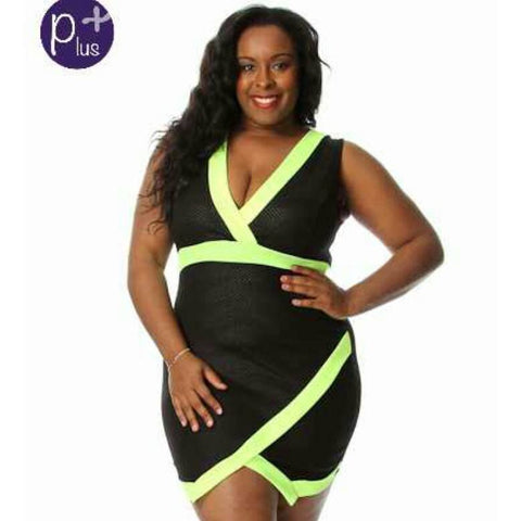 Zig Zag Neon Asymmetric Dress - STUSHI CO 
 - 1