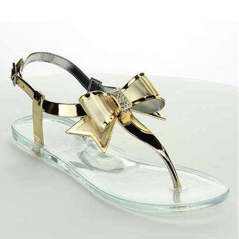 Gold Bow Tie Sparkle Sandals - STUSHI CO 
