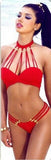 Red bondage two piece bikini set