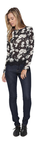 Amber floral black lace top - STUSHI CO 
