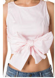 SWEET HEART BOW TIE CROP TOP